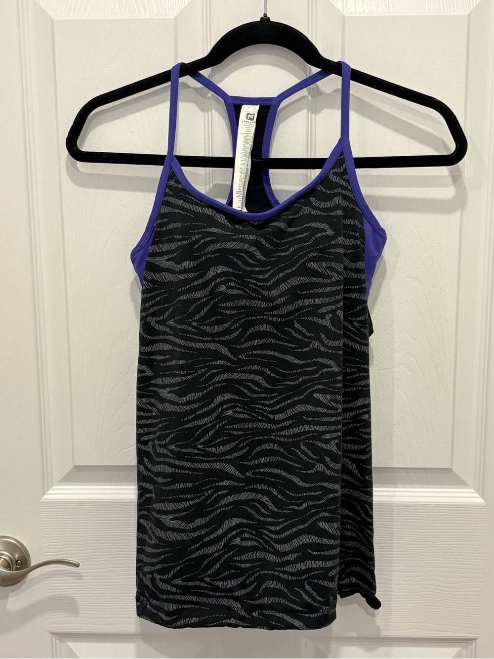 Fabletics purple-Trim Black Zebra Print Women’s Tank Top #1039